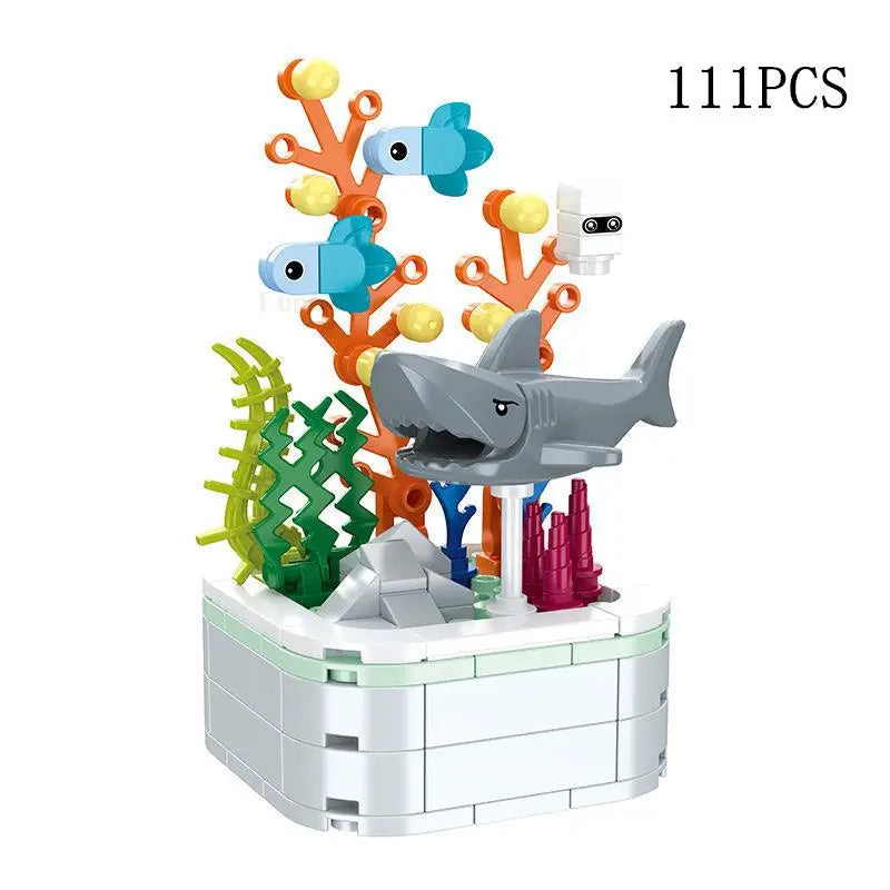 Rose Flower Building Block Flower Eternal Bouquet Prickly Pear Model Plant Decoration Educational Toy For Kids Birthday Gift
