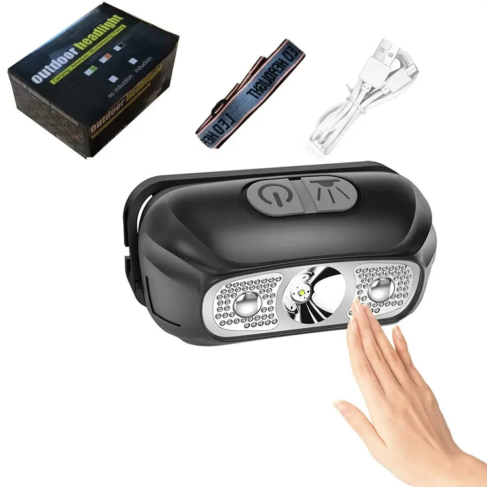 Mini Rechargeable Powerful Sensor Headlamp Fishing Camping USB Head Flashlight COB LED Head Light Torch Headlights Front Lantern