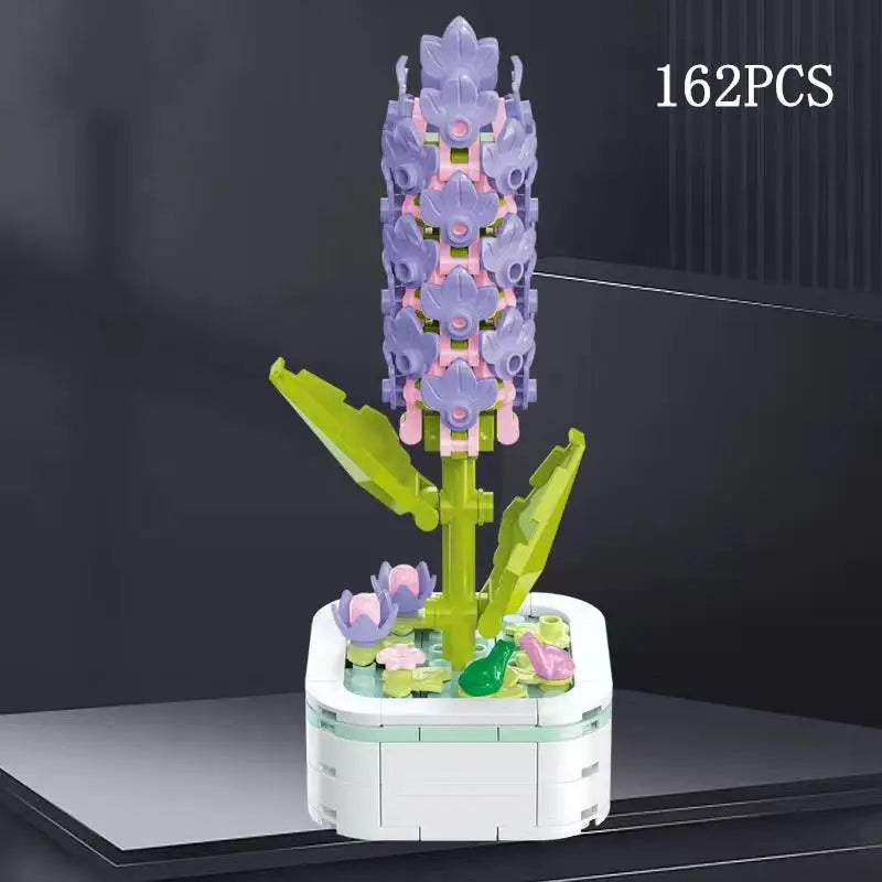 Rose Flower Building Block Flower Eternal Bouquet Prickly Pear Model Plant Decoration Educational Toy For Kids Birthday Gift