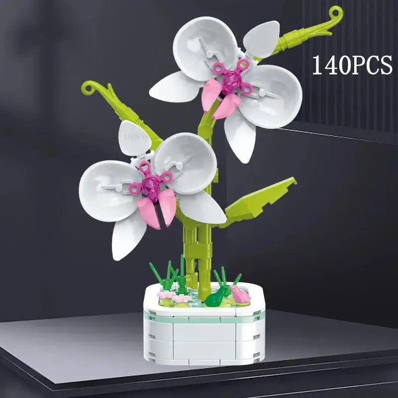 Rose Flower Building Block Flower Eternal Bouquet Prickly Pear Model Plant Decoration Educational Toy For Kids Birthday Gift