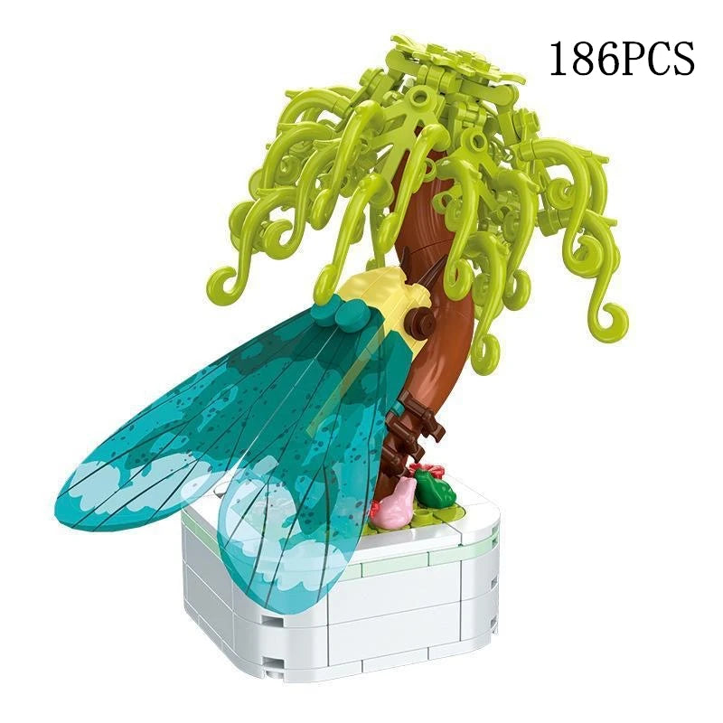 Rose Flower Building Block Flower Eternal Bouquet Prickly Pear Model Plant Decoration Educational Toy For Kids Birthday Gift