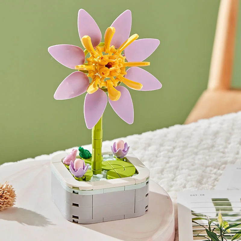 Rose Flower Building Block Flower Eternal Bouquet Prickly Pear Model Plant Decoration Educational Toy For Kids Birthday Gift