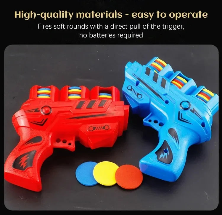 Funny Kids Soft Catapult Flying Saucer Gun Toy Double Parent-child Interactive Soft Bullet Shooting Jumping EVA Carrot Gun Toys