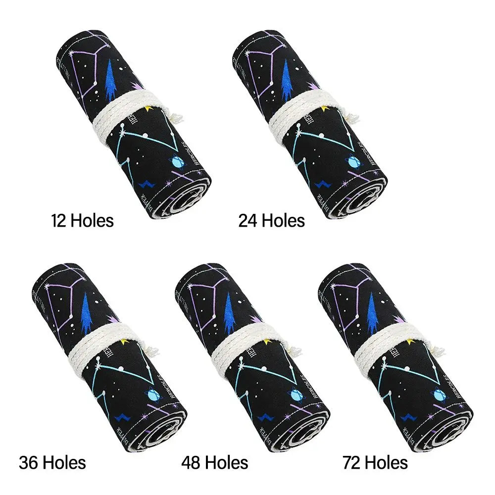 12/24/36/48 Holes Roll Colored Art Pencil Case Kawaii School Students Supplies Paint Brush Pen Bag Cute Pencil Cases Stationery
