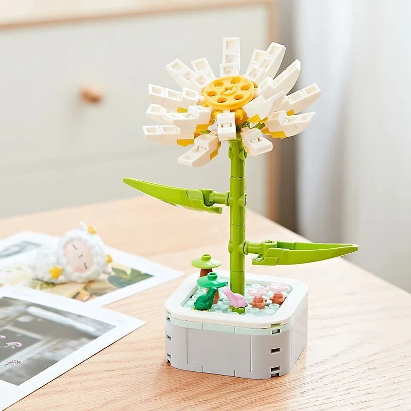 Rose Flower Building Block Flower Eternal Bouquet Prickly Pear Model Plant Decoration Educational Toy For Kids Birthday Gift
