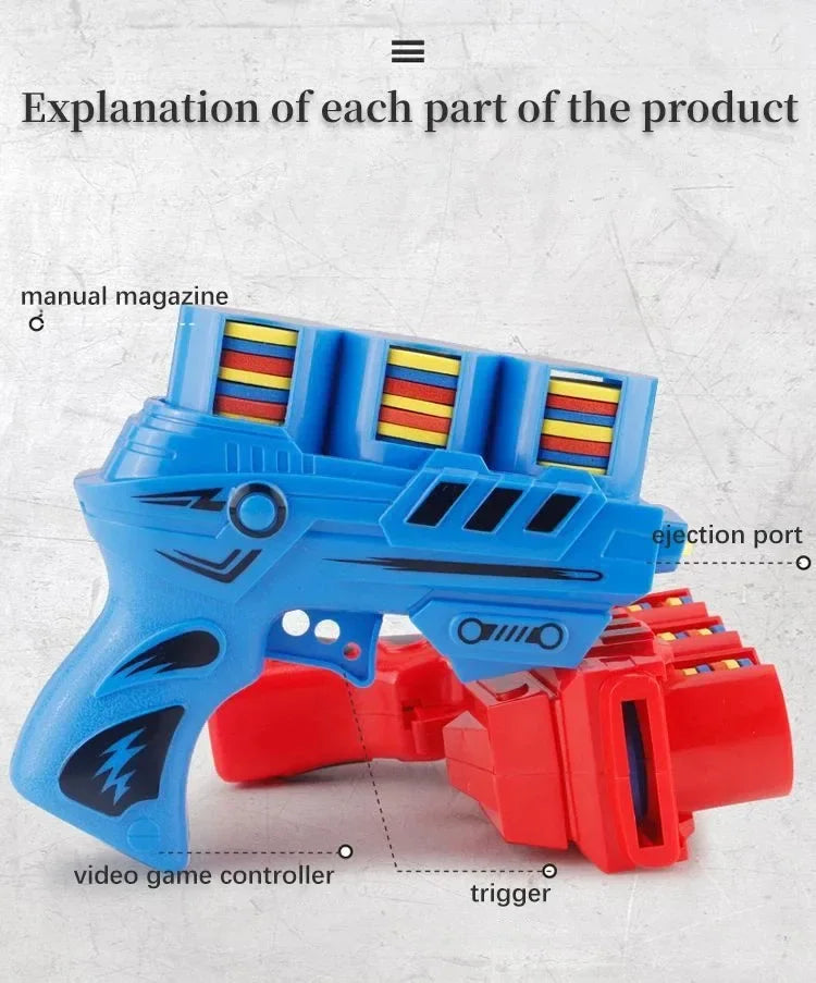 Funny Kids Soft Catapult Flying Saucer Gun Toy Double Parent-child Interactive Soft Bullet Shooting Jumping EVA Carrot Gun Toys