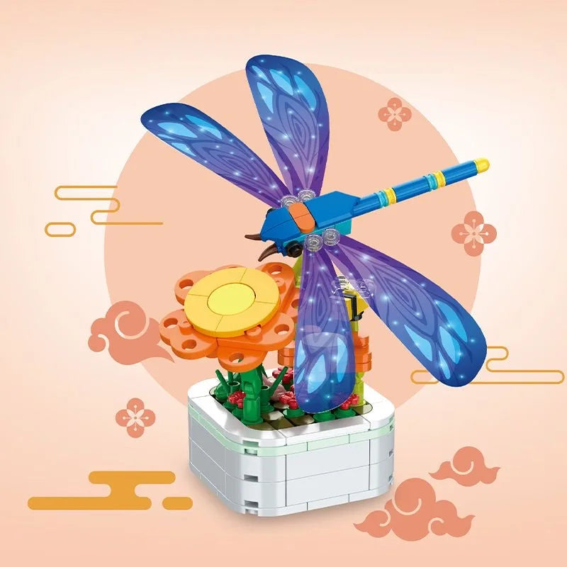 Perpetual Bouquet Tulip Flower Building Block 3D Model Home Decoration Plant Potted Assembly Bricks Valentine Child Gifts