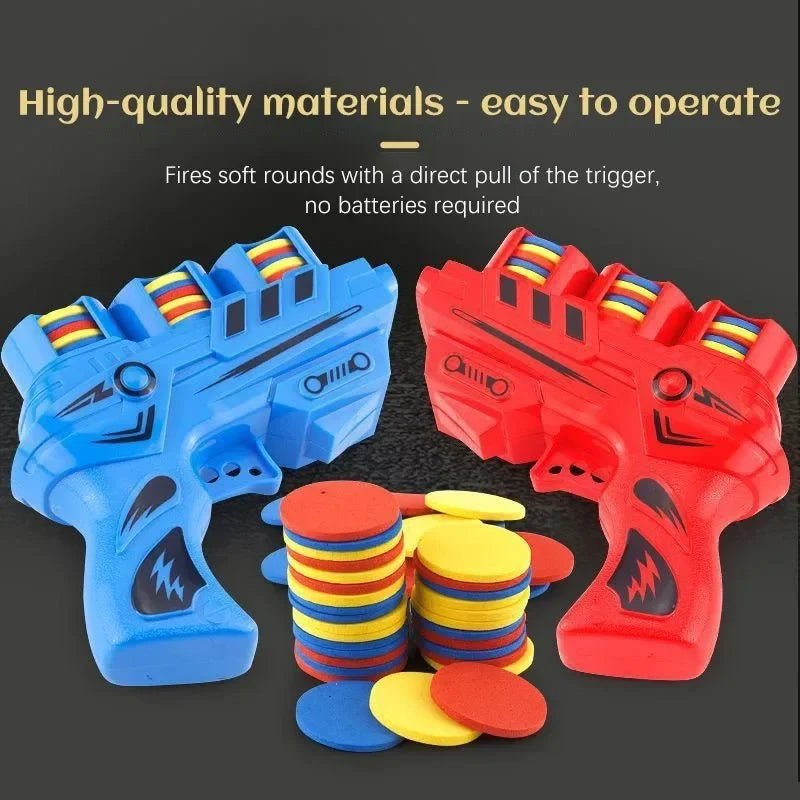Funny Kids Soft Catapult Flying Saucer Gun Toy Double Parent-child Interactive Soft Bullet Shooting Jumping EVA Carrot Gun Toys