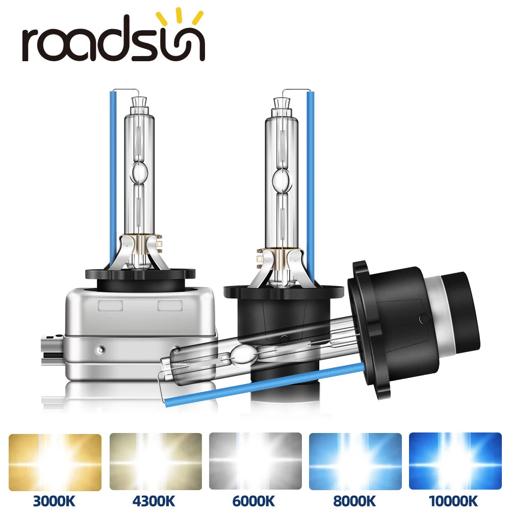 roadsun 2Pcs Headlight D1S D2S D3S D4S Xenon HID Car Bulbs 35W D1 D2 D3 D4 Headlamp 4300K 6000K 8000K 10000K Auto Lamp 12V