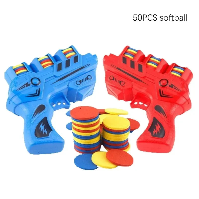 Funny Kids Soft Catapult Flying Saucer Gun Toy Double Parent-child Interactive Soft Bullet Shooting Jumping EVA Carrot Gun Toys