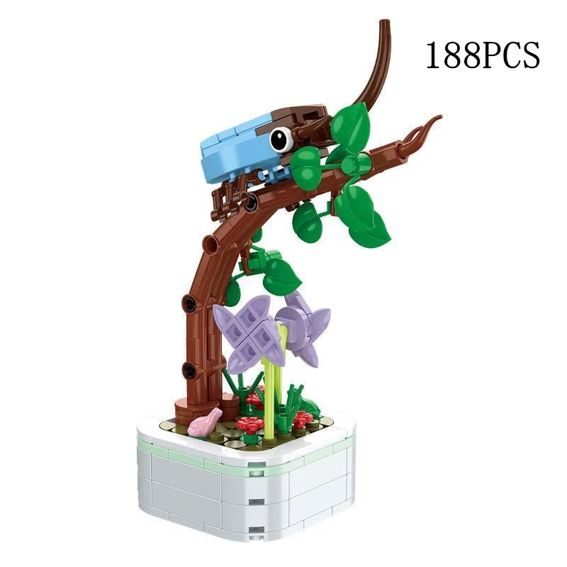Rose Flower Building Block Flower Eternal Bouquet Prickly Pear Model Plant Decoration Educational Toy For Kids Birthday Gift