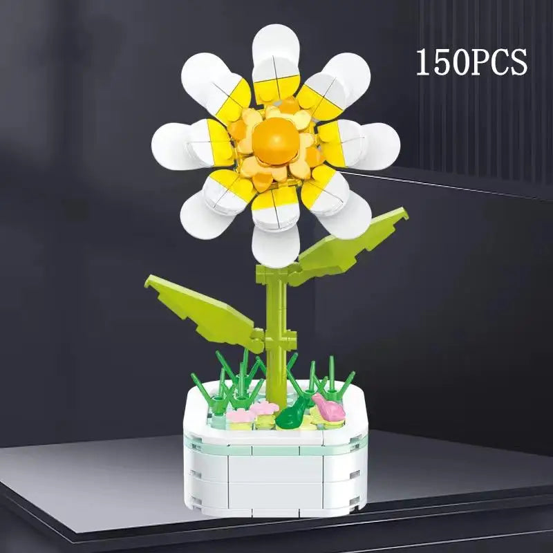 Rose Flower Building Block Flower Eternal Bouquet Prickly Pear Model Plant Decoration Educational Toy For Kids Birthday Gift
