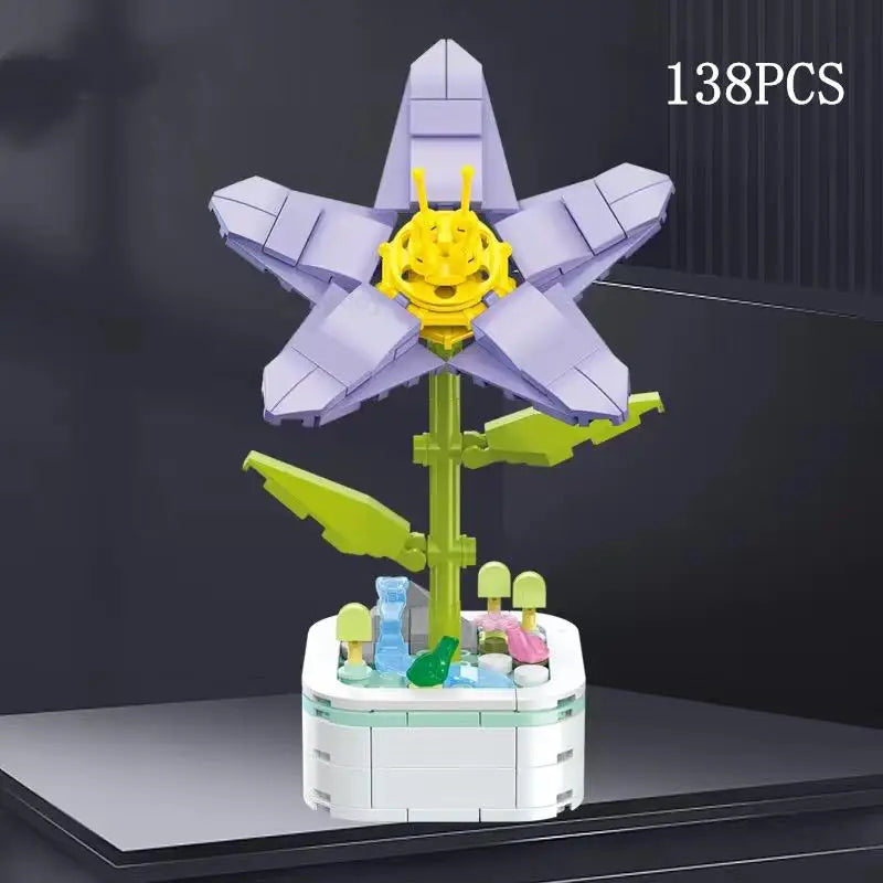 Rose Flower Building Block Flower Eternal Bouquet Prickly Pear Model Plant Decoration Educational Toy For Kids Birthday Gift