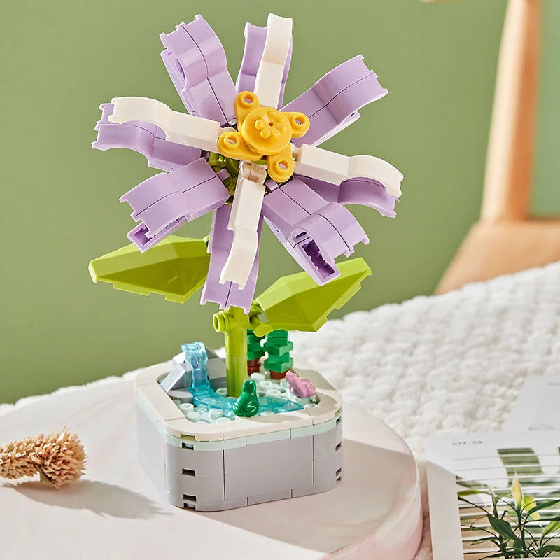 Rose Flower Building Block Flower Eternal Bouquet Prickly Pear Model Plant Decoration Educational Toy For Kids Birthday Gift