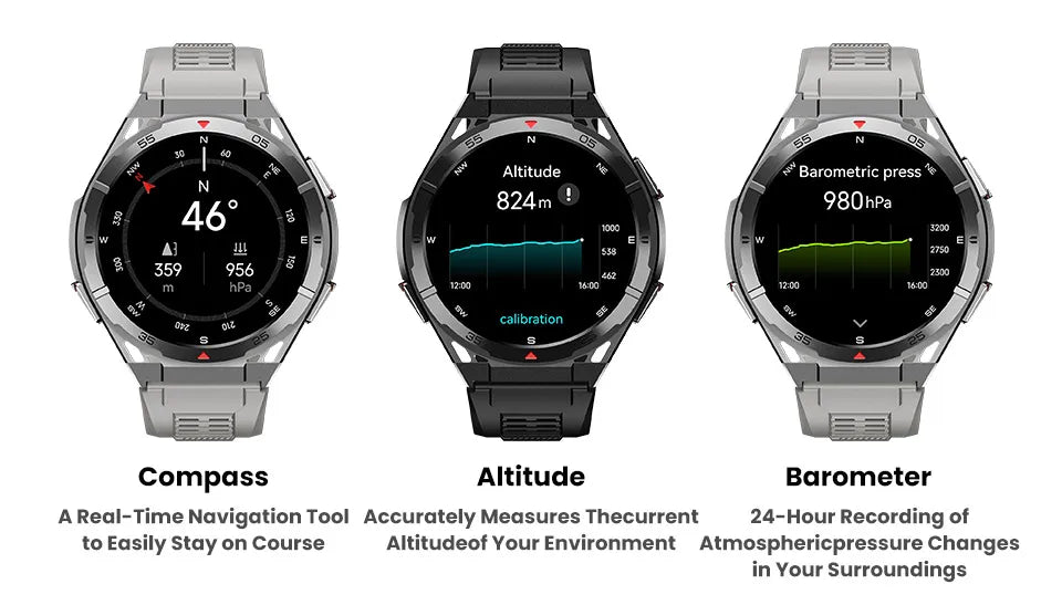 New Smart Watch GPS Sports Compass Altitude Air Pressure Blue Tooth Call 3ATM Waterproof Health AMOLED Screen Smartwatch 480Mah