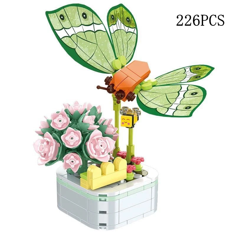 Rose Flower Building Block Flower Eternal Bouquet Prickly Pear Model Plant Decoration Educational Toy For Kids Birthday Gift