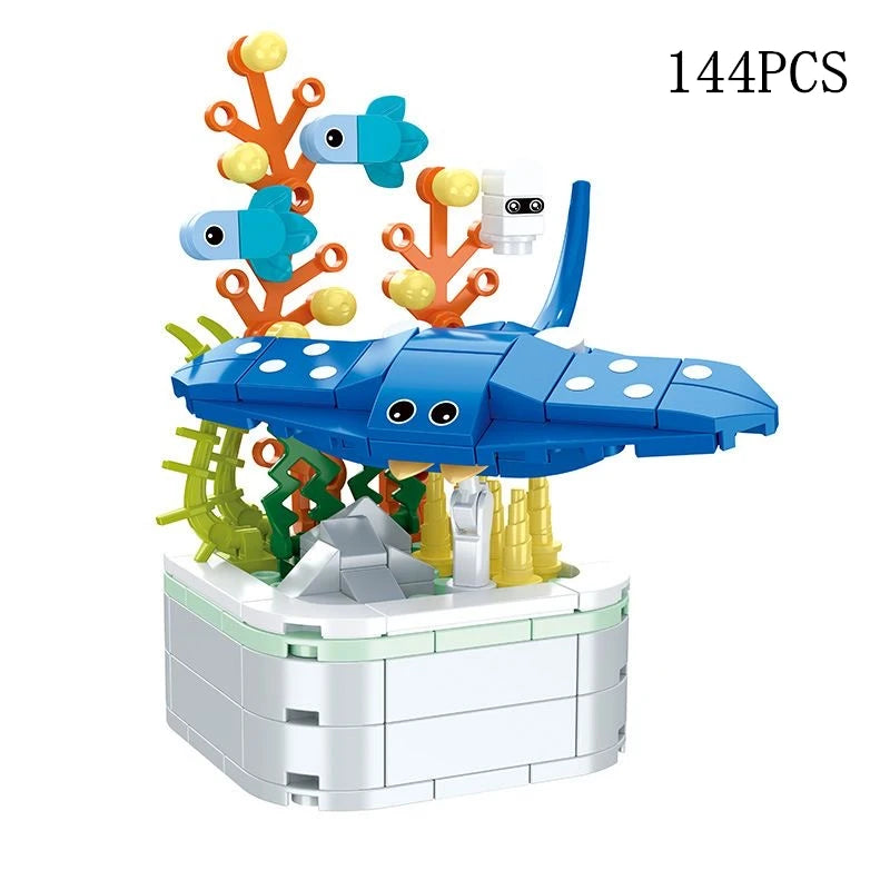 Rose Flower Building Block Flower Eternal Bouquet Prickly Pear Model Plant Decoration Educational Toy For Kids Birthday Gift