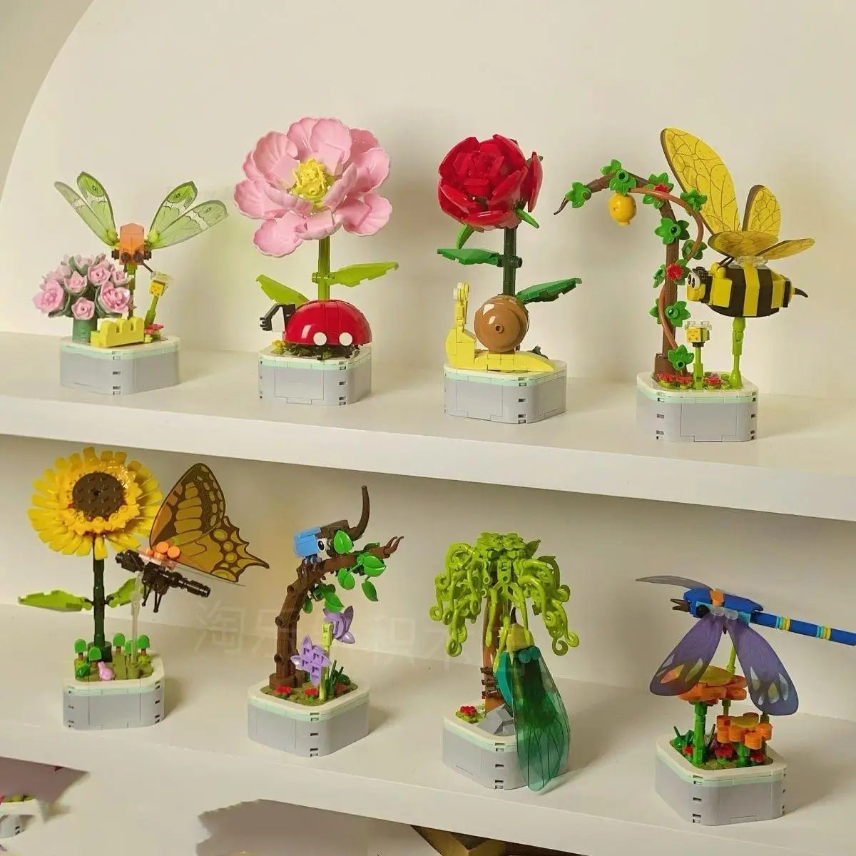 Rose Flower Building Block Flower Eternal Bouquet Prickly Pear Model Plant Decoration Educational Toy For Kids Birthday Gift