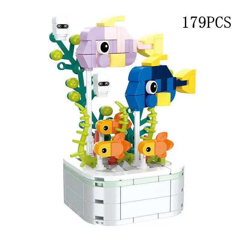 Rose Flower Building Block Flower Eternal Bouquet Prickly Pear Model Plant Decoration Educational Toy For Kids Birthday Gift
